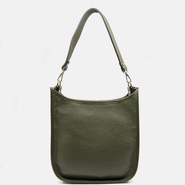 Schultertasche, Sly, Leder oliv, geprägt, back